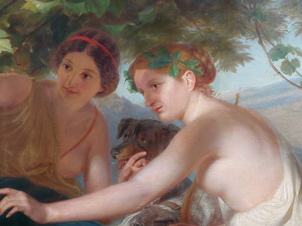 Ölgemälde, Mythologische Szene 18. Jahrhundert, Risse / Retuschen