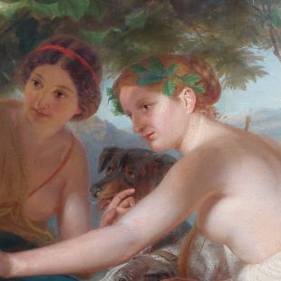 Ölgemälde, Mythologische Szene 18. Jahrhundert, Risse / Retuschen